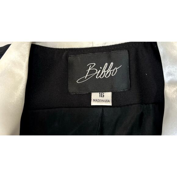 Vintage Women's Black Evening Jacket Rhinestones White Satin Lapel Size 16 Event - Picture 8 of 9